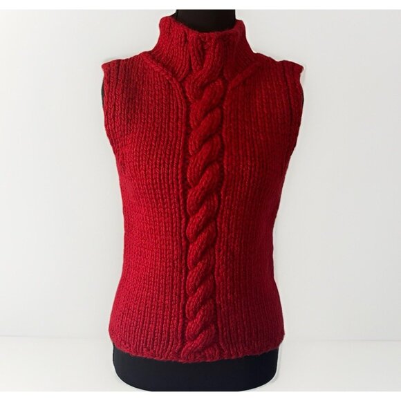 Ralph Lauren Jackets & Blazers - Ralph Lauren Hand Knit Sweater Vest Red Chunky Knit Women’s M Old Money Preppy